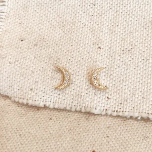 CZ Crescent Moon Studs