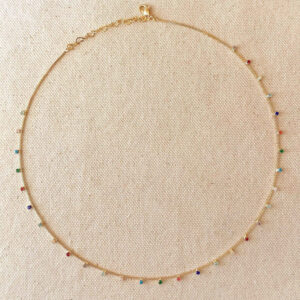 Micro CZ Colored  Stone Necklace