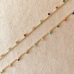 Micro CZ Colored  Stone Necklace