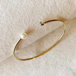Pearl and Crystal Cuff Bracelet