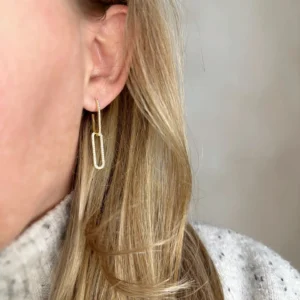 CZ Paperclip Drop Earrings