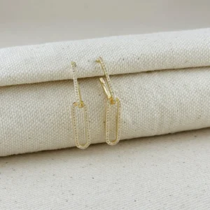 CZ Paperclip Drop Earrings
